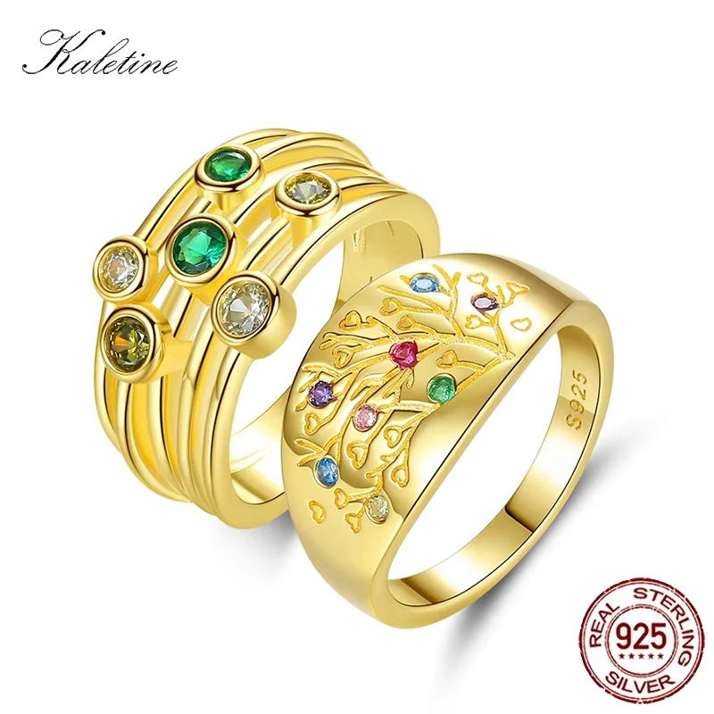 

KALETINE 3 Row Design Women Finger Ring Tree Of Life 925 Sterling Silver Dance Party Rings Wearable Ring Gift for Girl Jewelry