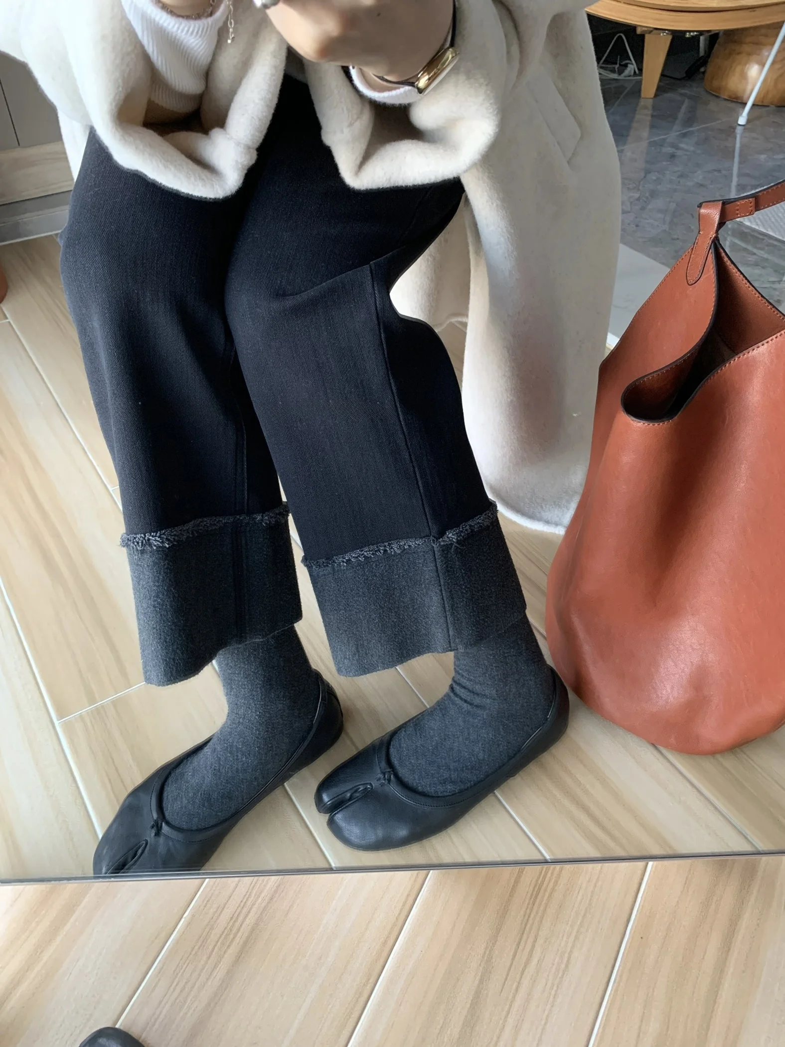 

Miss Bai Linglan Winter High Waist Straight Leg Fce Lined Patchwork Nine Point Slimming Denim Jeans Women's Commute S...