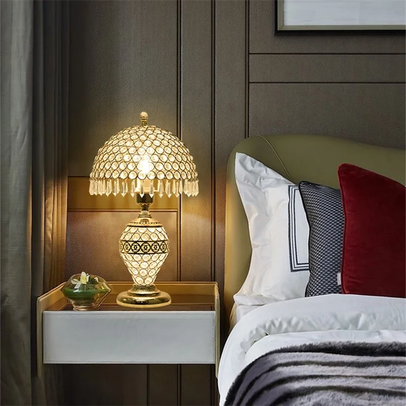 Modern Crystal Table Lamp Dimmer luxury With Remote Control For Home Modern Creative Light bedside