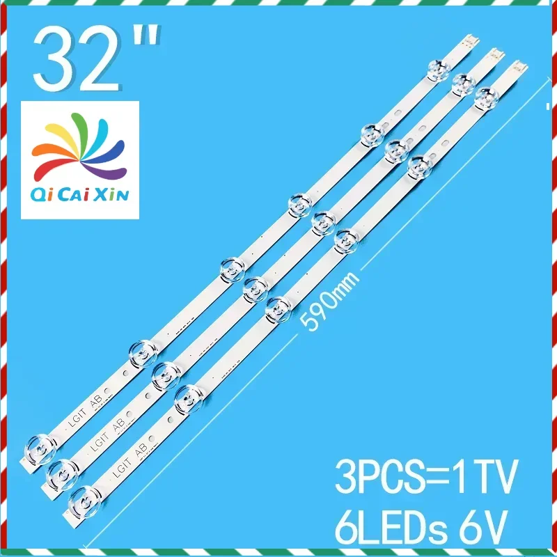 

New 3PCS/lot 6LEDs 6V 590mm For LG 32" LCD TV 32LF5800 32LB551U 32LB552U 32LB563U 32lb580 32lb620 32lf595b 32lf620b 32LF550