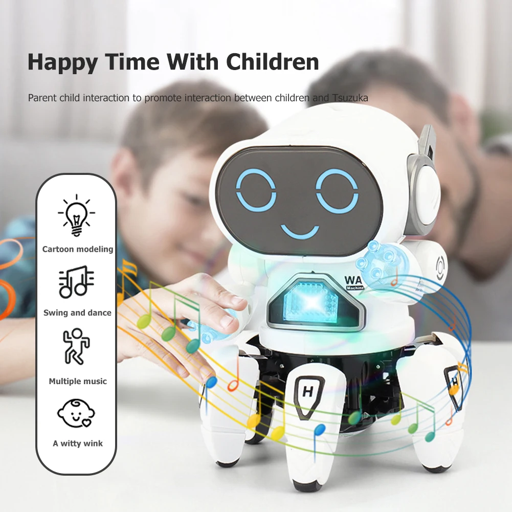 Dance Music 6 Claws Electronic Robot Doll Smooth with Music Light Noisy Rotatable Walking Robot Toy Birthday Gift For Children