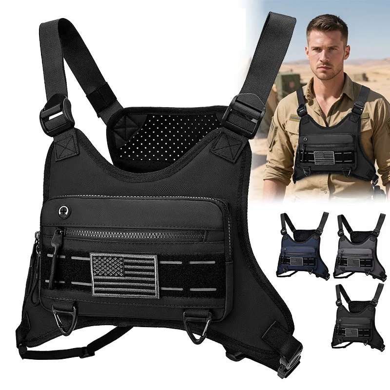 

Anti-Theft Vest Chest Bag Men's Tactical Shoulder Crossbody Bag Large Capacity Outdoor Sports Cycling Chest Pack