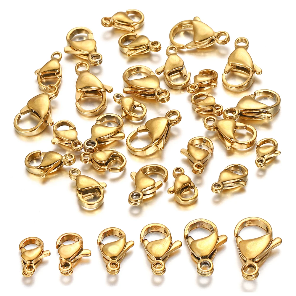 30Pcs/lot Stainless Steel Gold Plated Lobster Clasp Claw Clasps For Bracelet Necklace Chain Diy Jewelry Making Findings Supplies