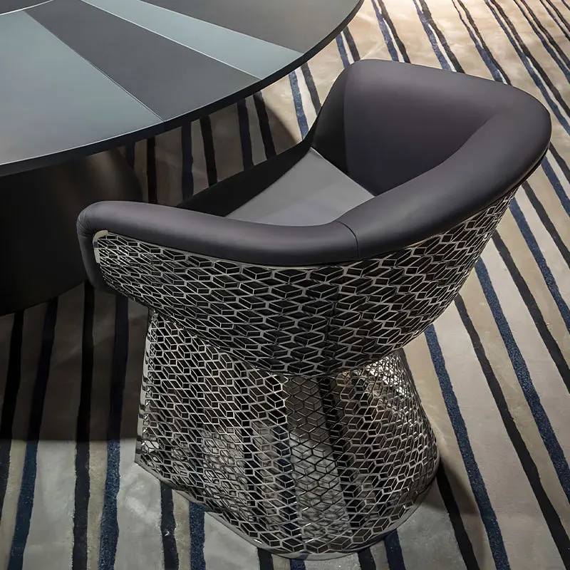 

Stainless steel dining chair light luxury luxury luxury hotel villa home leisure chair