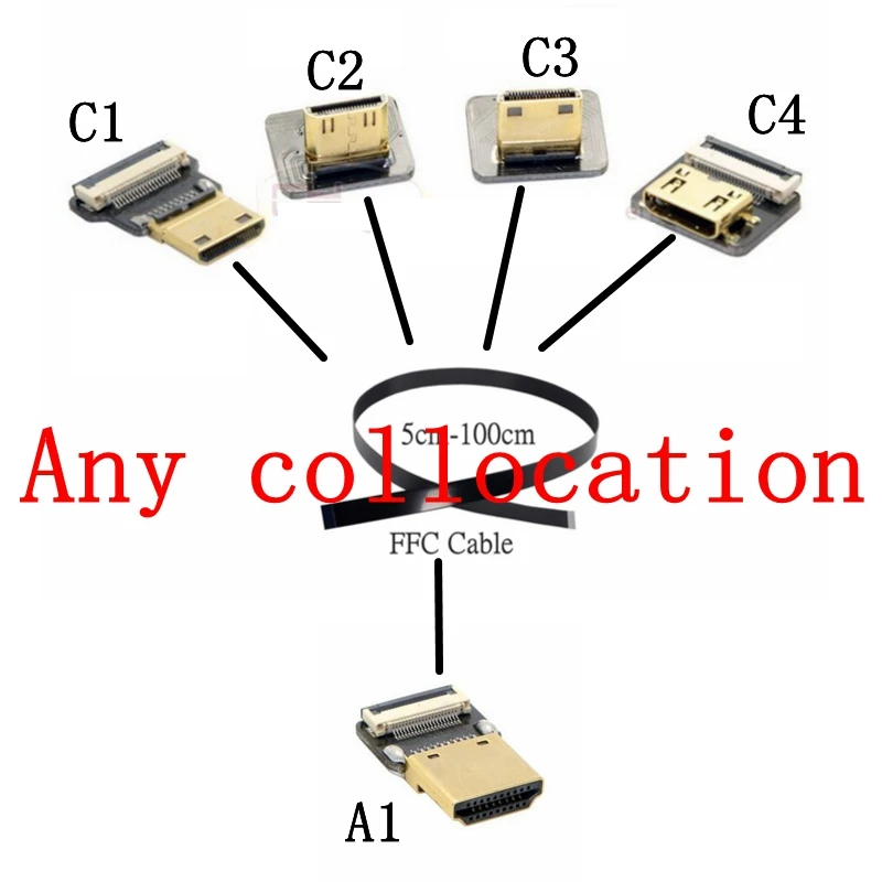 Ruban pio FPV Connecteur Compatible HDMI, Câble Flexible, Raspberry Pi 4, Micro HD à HD, Mini -Compatible Femelle, Résistant 90 FDavid 20p