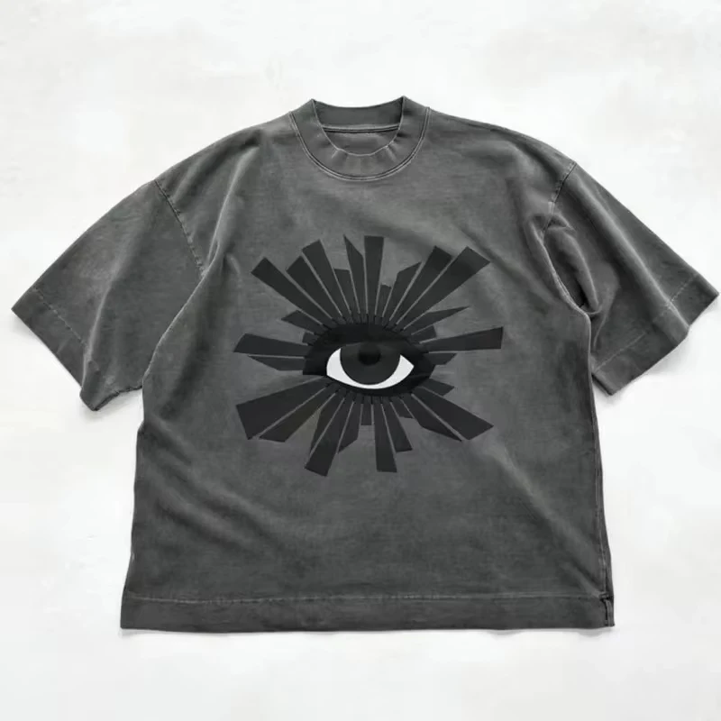 

2025 Vintage Street Men HOUSE OF ERRORS Tshirts Casual Loose Cotton Eyes Foam Printed Short Sleeve Kanye Couples T-shirt
