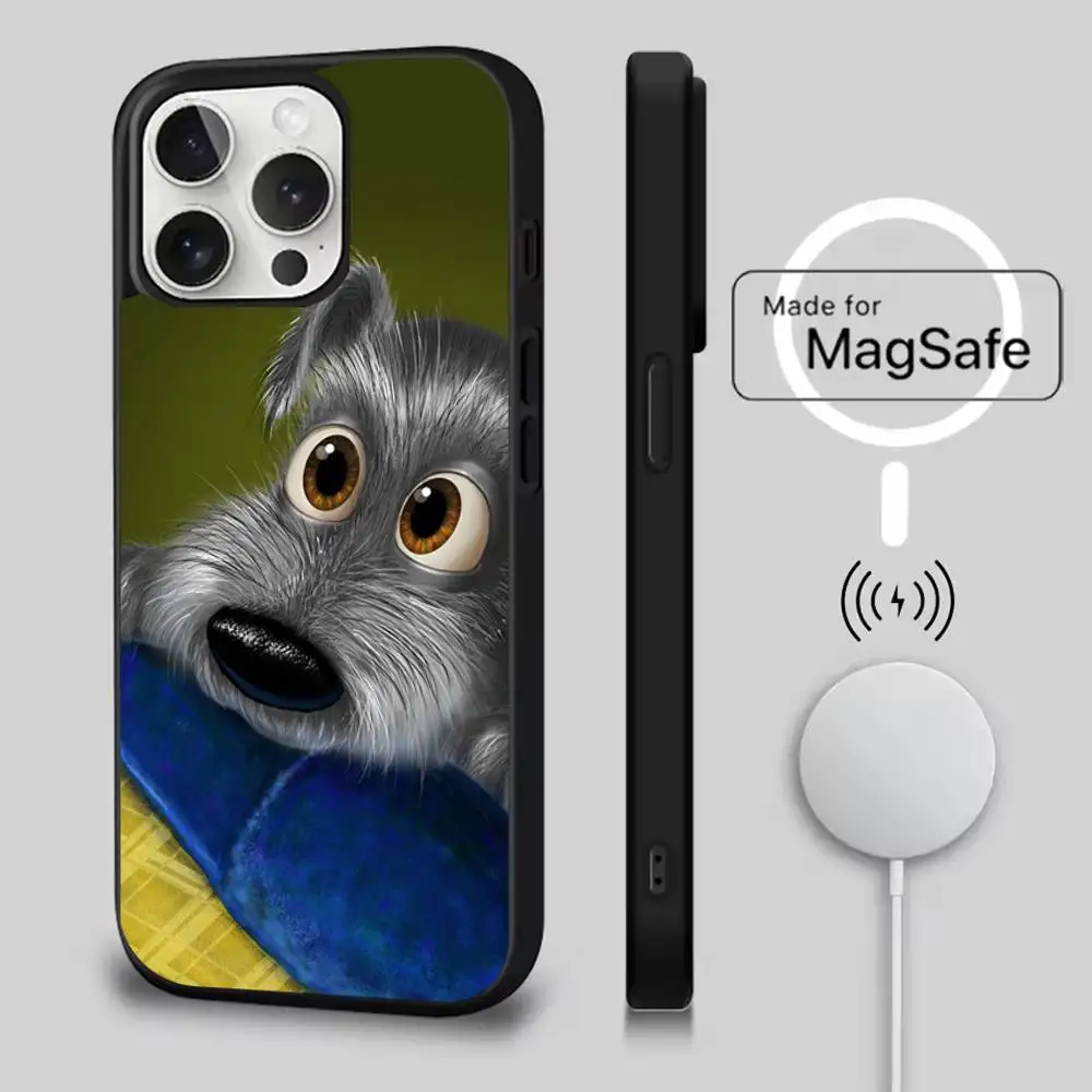 Cartoon Schnauzer Hond Telefoonhoesje voor iPhone 17,16,15,14,13,12,11,Pro,Max,Plus,Mini,SE4,E Magnetisch Magsafe Draadloos opladen