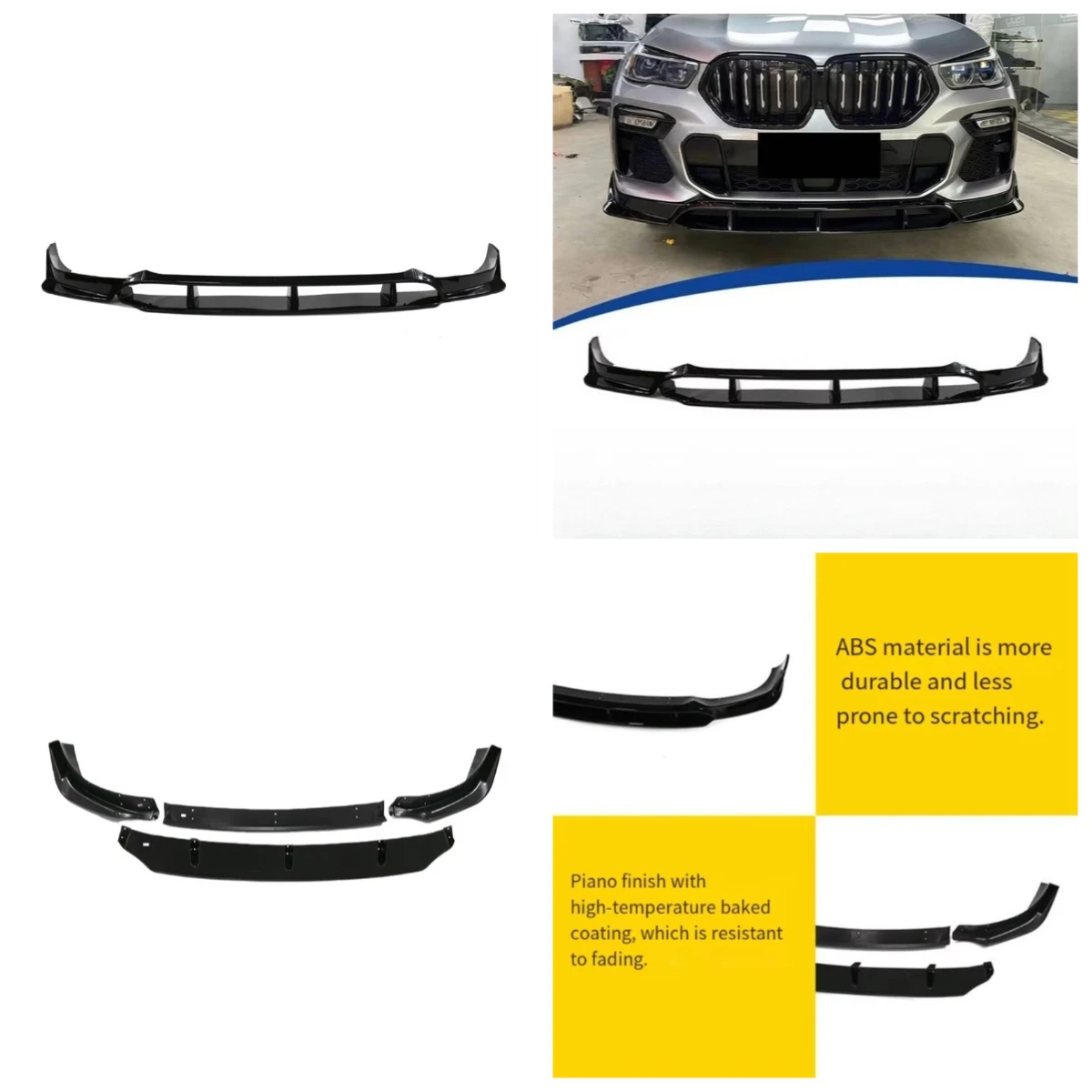 

Stlf Veidt For 2020-2023 X6 Front Lip G06 Modification Warrior Four-Section Front Spoiler Glossy Black Front Lip Sport Small