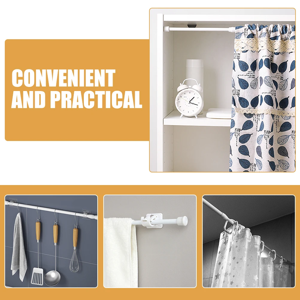 

2pcs Curtain Rod Adjustable Tension Spring Shower Clothes Drying Telescopic -70cm Wall Mount No Drill Household