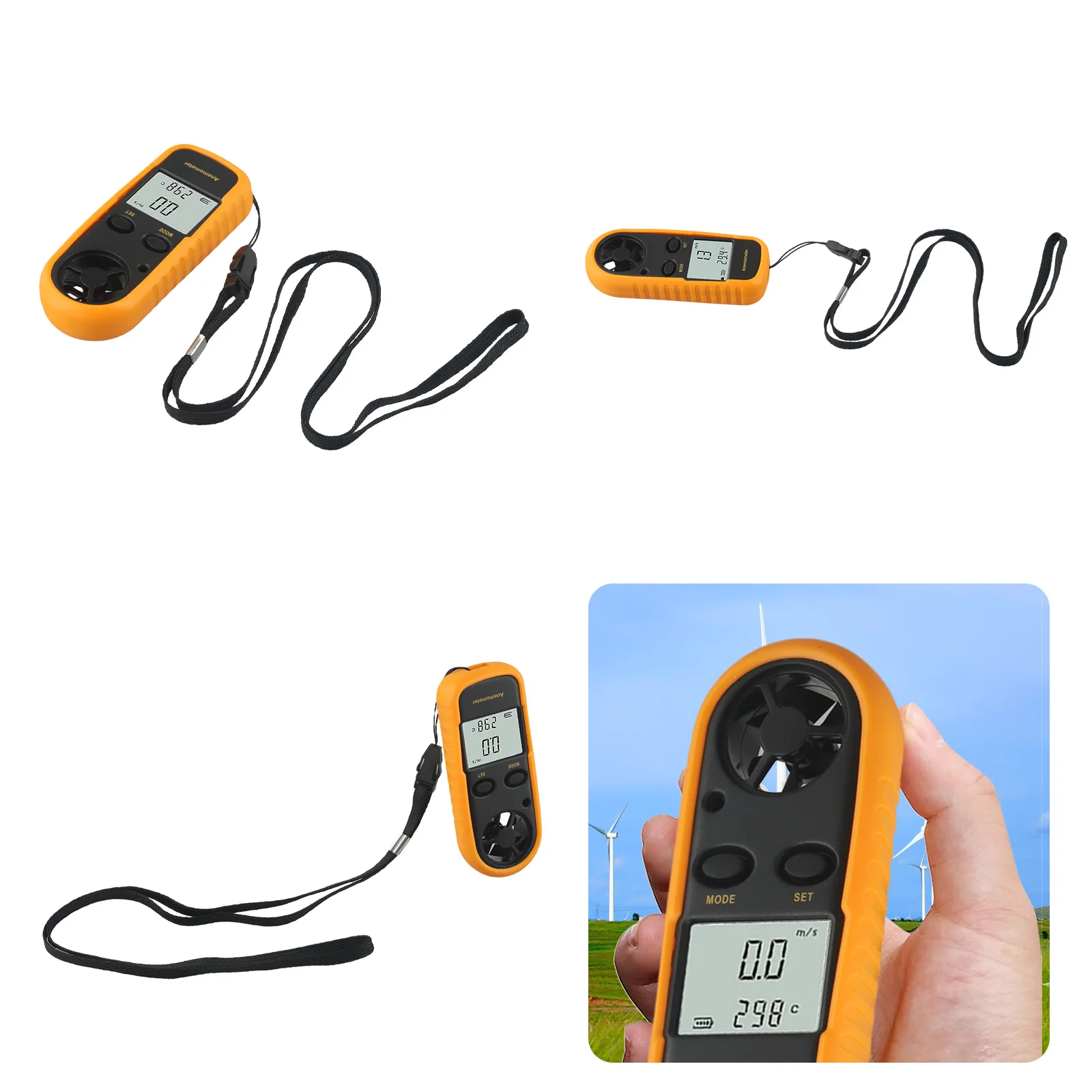 Intuitive Buttons Digital Anemometer Handheld Anemometer High-precision Measurement Impact-resistant User-friendly Design
