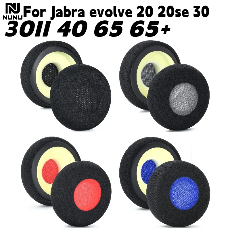 Coussinets d'oreille en maille de remplacement pour casque Jabra Evolve 20 20se 30 30Il 40 65 65+, coussinets/oreillettes en mousse à mémoire de forme douce, ne perdent jamais leur peau.