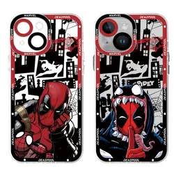 Custodia Marvel Deadpool per Apple iPhone 15 Plus XR X XS 14 Pro 13 Pro Max 8 11 12 Mini 7 6s SE TPU Funda Cover in Silicone trasparente