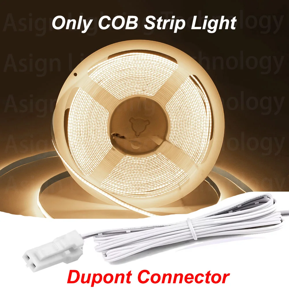 

Светодиодная лента COB с интерфейсом Dupont, 12В/24В, 320 светодиодов/м, 8 мм, гибкая, с возможностью резки, для шкафов, кухонных полок, DIY декора