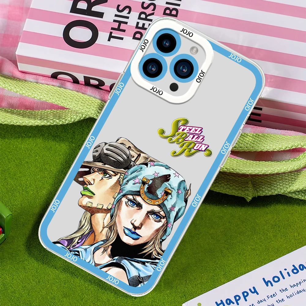 Anime J-JOJO Steel Ball Run Phone Case for Samsung S24 S23 S22 S21 A55 A54 FE PLUS ULTRA Transparent Bezel Cover