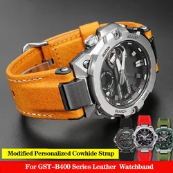 New Genuine Leather Watchband Casio Steel Heart Watch GST-B400 GST-B400BD Series Modified Strap Nylon Sports Bracelet Male