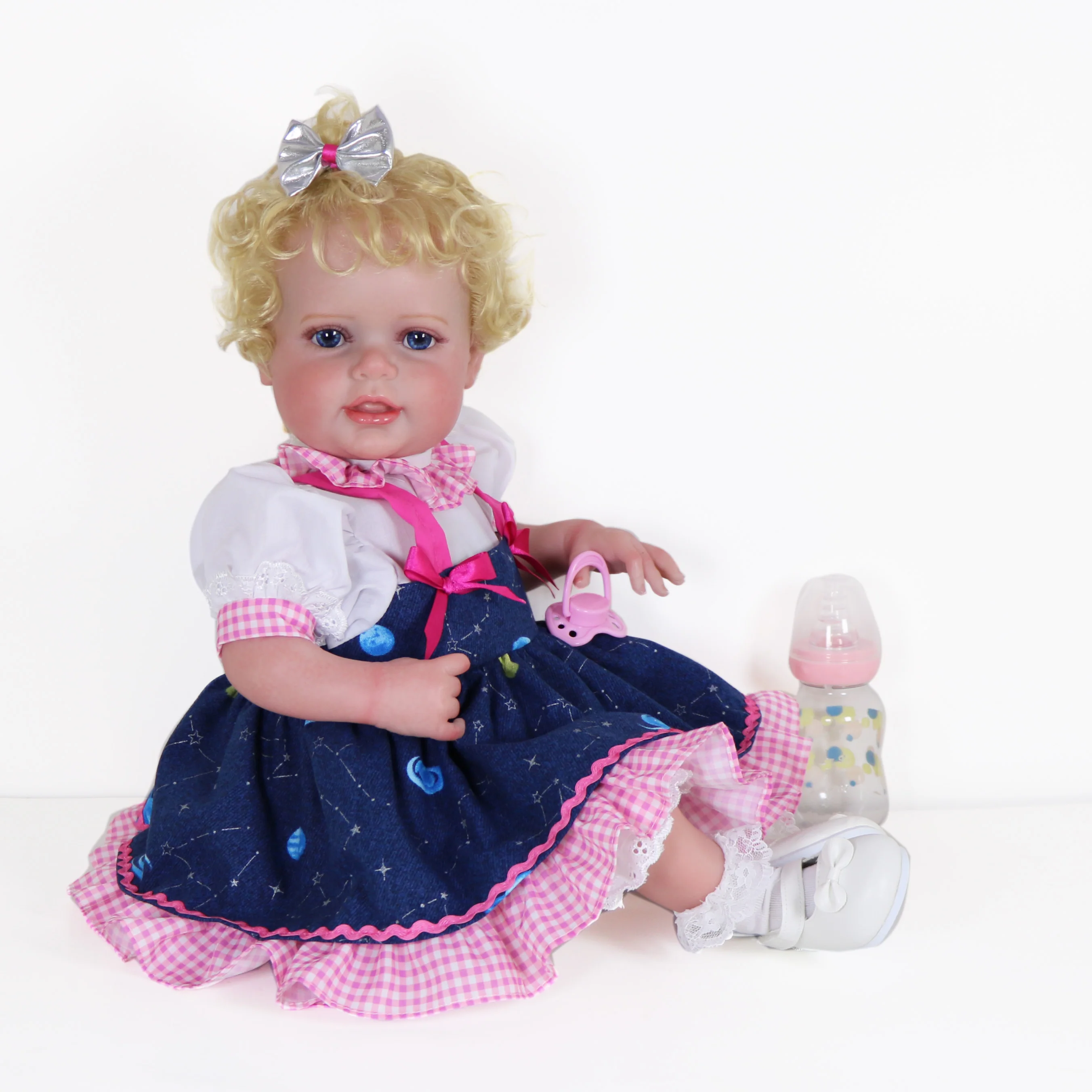 

WAWA-HAOKEAI 21 inch Toddler Dolls Galaxia Girl with 3D Painted Skin Visible Veins and Rooted Blond Hair and Blue Eyes