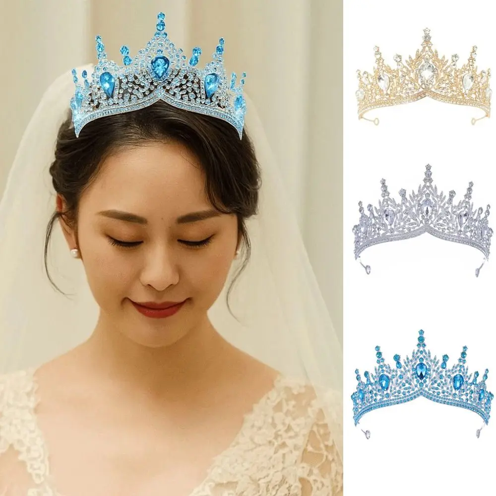 

Hair Jewelry Water Drop Crystal Tiara Luxury Shiny Ornament Princess Crown Vintage Elegant Bridal Headwear Birthday Party