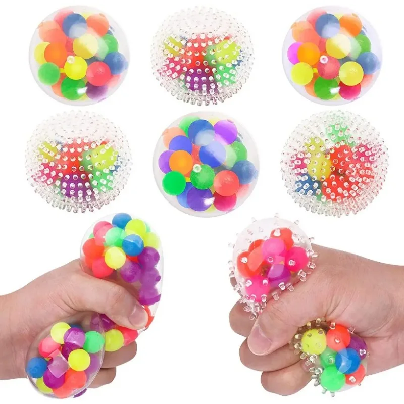 Balle de pression arc-en-ciel, jouet mentaires oriel Fidget, perles de document ADN, souligné, instituts, colle souple TPR, boule de lune élastique en PU, cadeau pour enfants