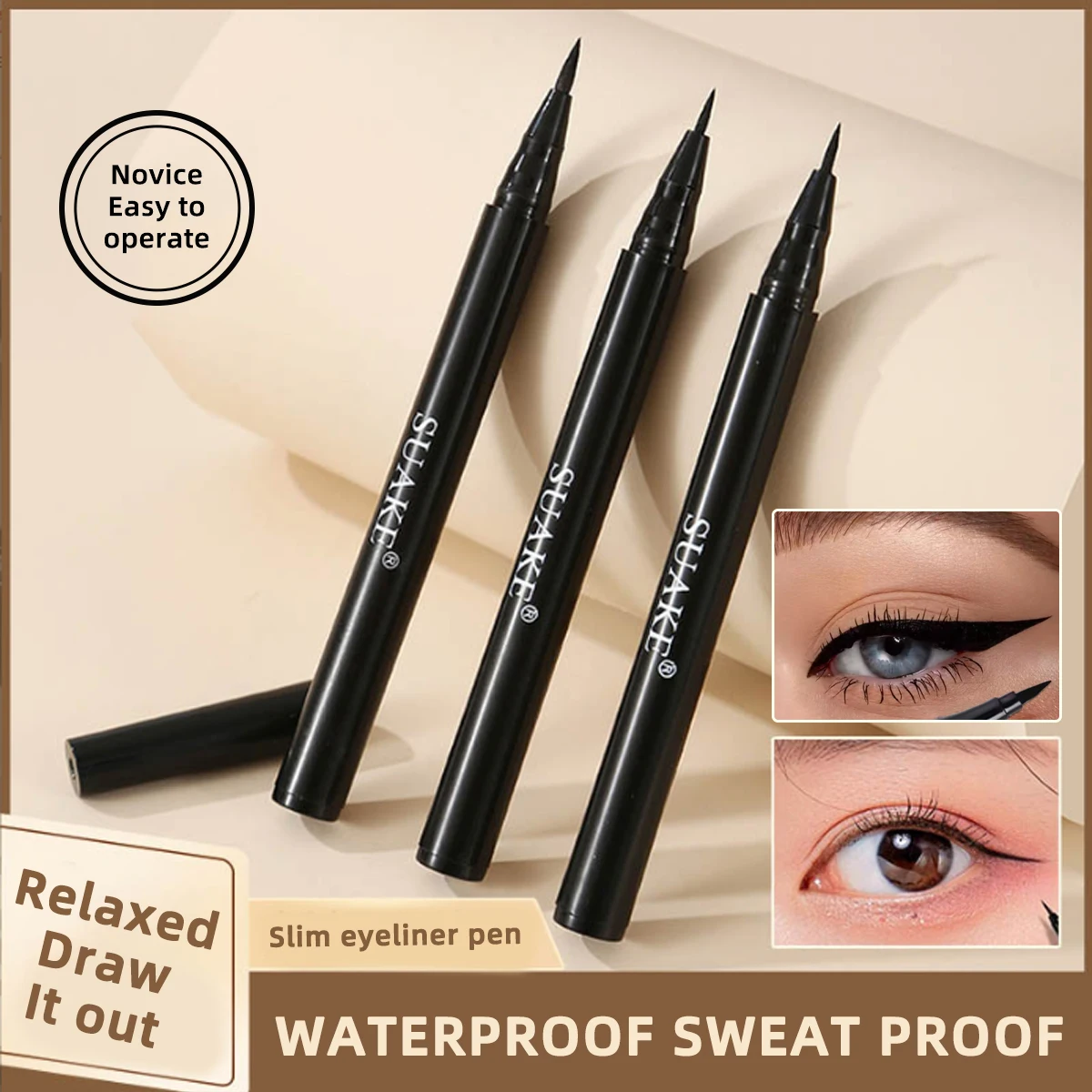 1/3/5 Stück echter Eyeliner-Stift, natürlich und glatt, wasserdicht und schweißfest, geeignet für Anfänger-Studenten ohne Verschmieren