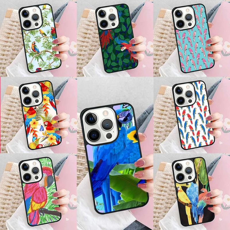 Parrots Colorful Jungle Art Phone Case Cover for iPhone 16 Promax 15 Pro 13 14 Plus 11 12 Mini XR XS MAX Coque