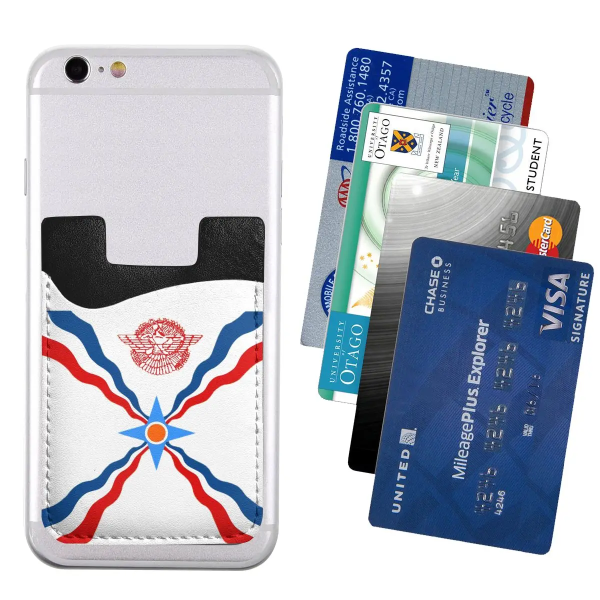 Custom Assyrian Suryoyo Flag Phone Wallet Case Adhesive Syriac Aram ID Card Slot Holder