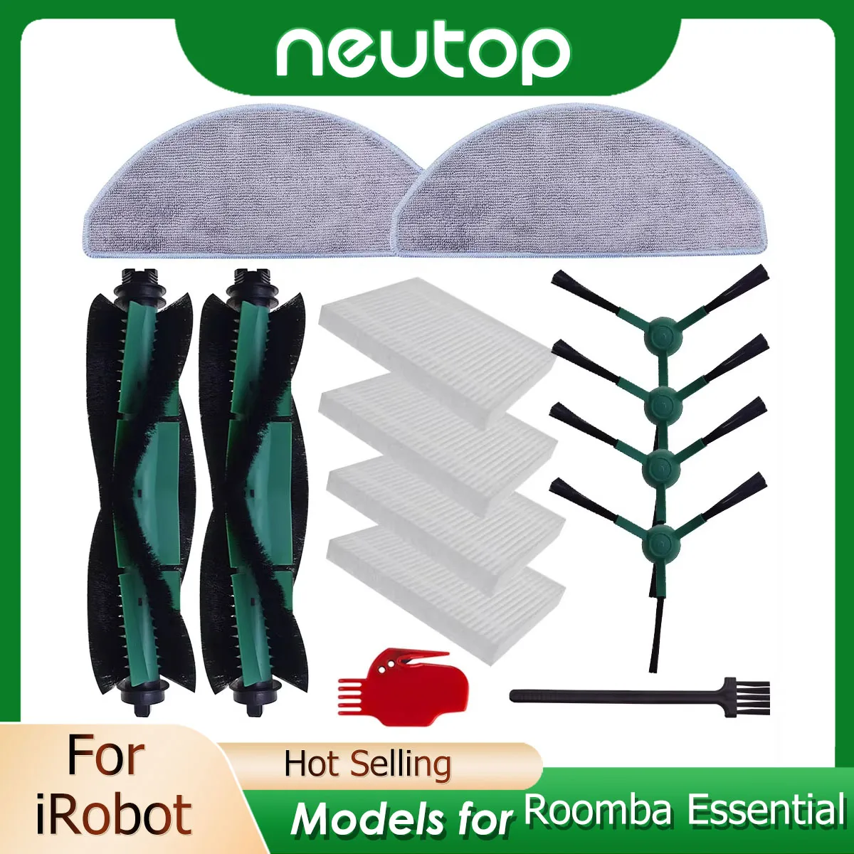 

HEPA Filter Main Roller Side Brush Mop Compatible with iRobot Roomba Essential Vacuum Cleaner Replacement Accessories Parts