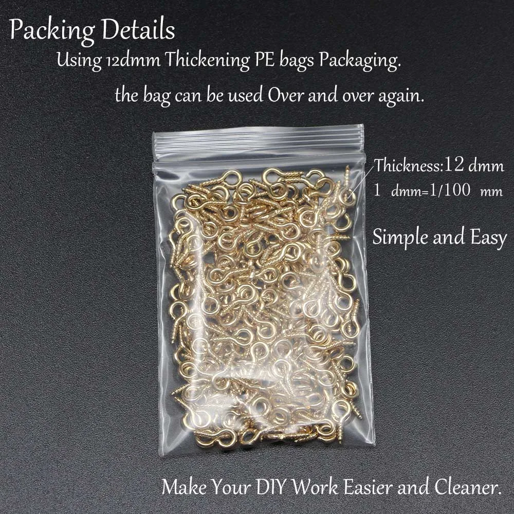 100/200Pcs/lot Metal Small Tiny Screw Eye Pins Eyepins Hooks Eyelets Threaded Clasps Hooks For Jewelry Making Findings Supplies