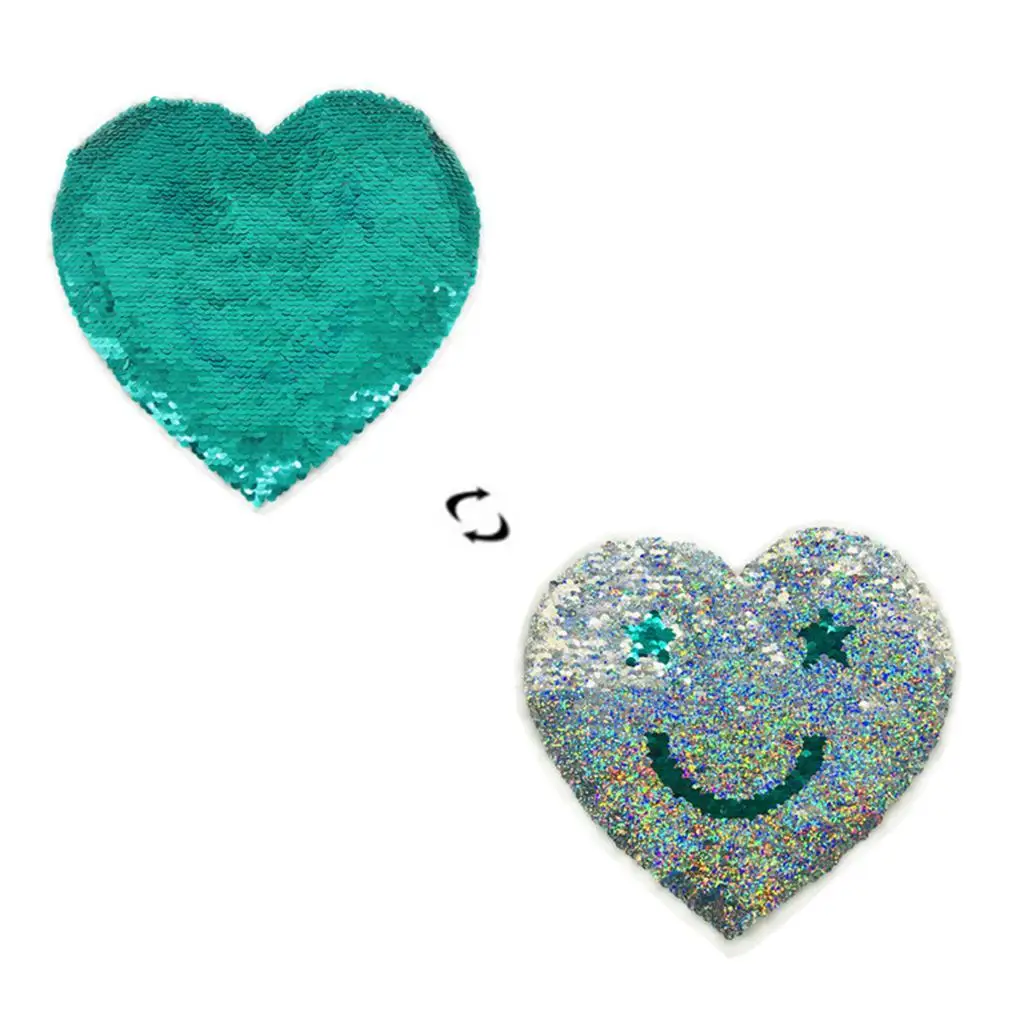 Love Heart Sequins Patches, Iron-ons, Patches, Iron-ons, Appliqués, Reversible