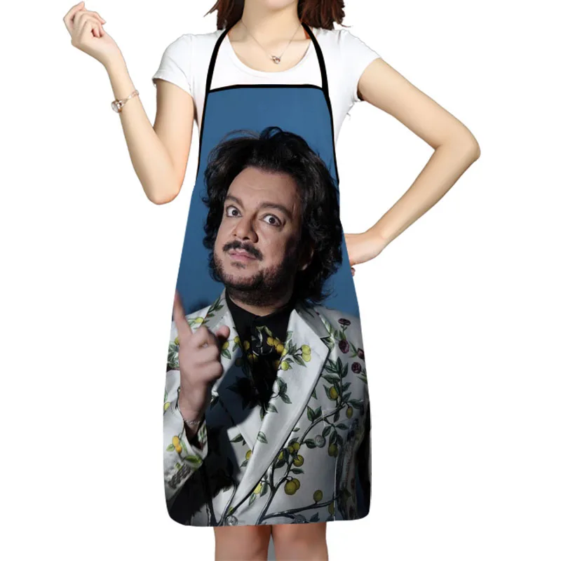 Philipp Kirkorov Singer Pattern Oxford Fabric Apron For Men Women Bibs Home Cooking Baking Cleaning Aprons Kitchen Accessory