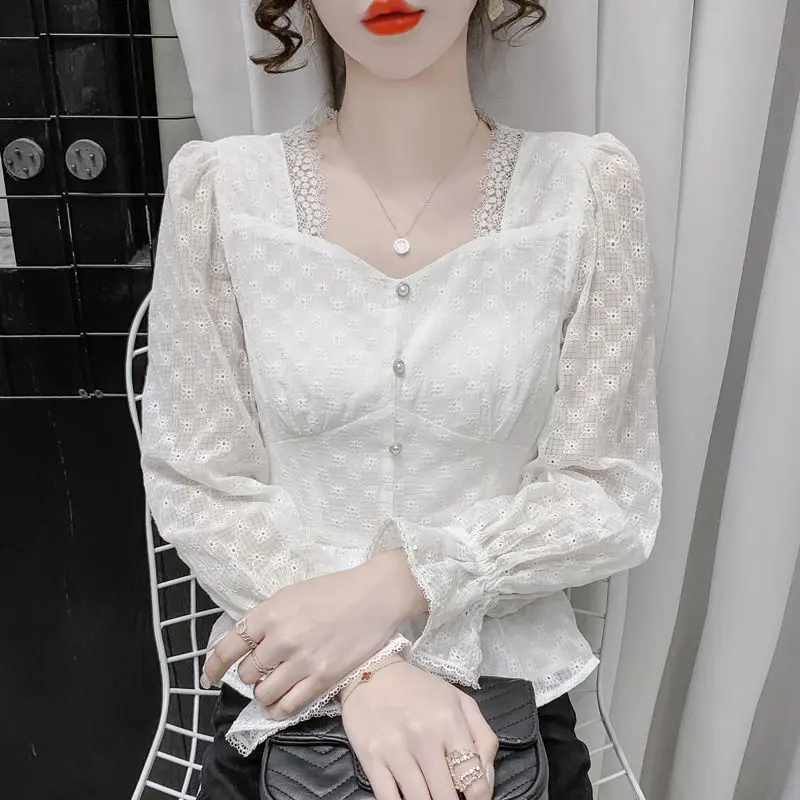 Chiffon Shirt Top Women New Design Niche Palace Style V-neck Shirt Western Style Small Shirt for Women