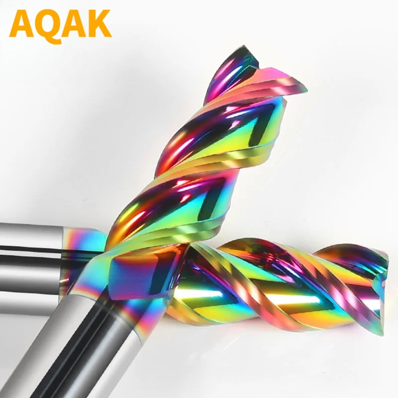 

HRC55 3 Flutes Aluminum Cutter Carbide Colorful Milling Cutter Tungsten End Mill DLC Coating Cutting Tool CNC