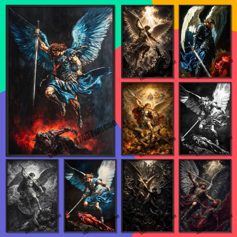 For Archangel Michael Gabriel Poster Cover Wall Murals Home Custom Self-adhesive Decoration Sticker Playbill Film