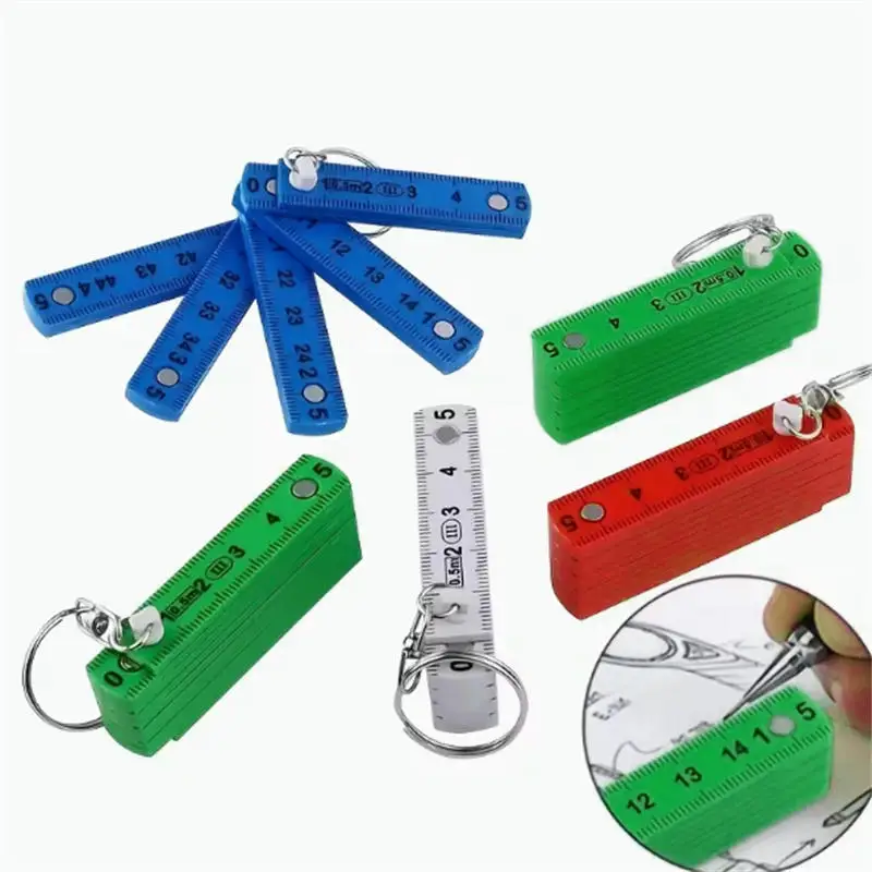 

Portable Keychain Foldable Ruler 10 Segments Lightweight Straight Ruler For DIY Craft Measuring Tools