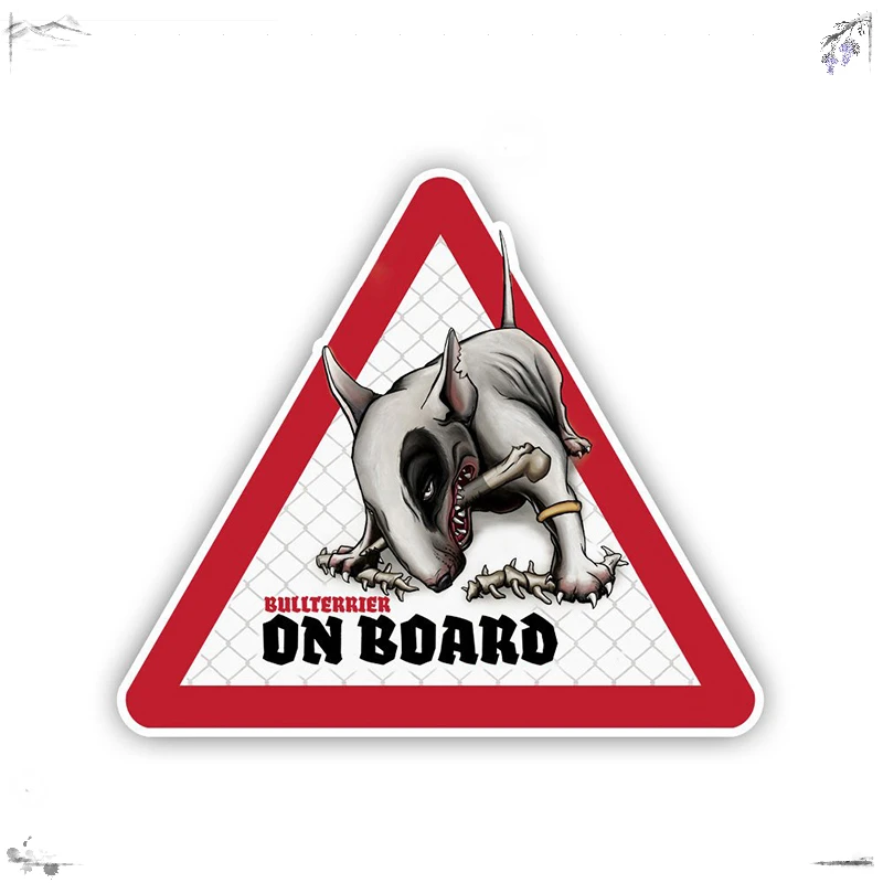 12X10.5CM Exterior Accessories Bull Terrier Dog Car Stickers Dog on Board Decal Pet Decal Warning Sticker,KK