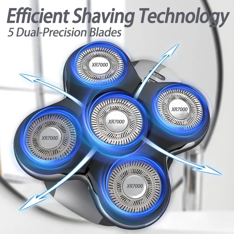 Replacement Men's Shaver Heads Compatible with Balder Pro XR7000, 5 Dual Track Razor Blades, Smooth Close Shave