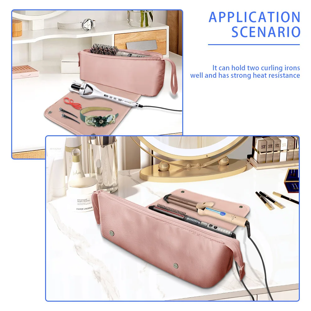 Hair Tools Travel Bag and Heat Resistant Mat, 2 in 1 Organizer Hair Travel Case for Curling Iron,Hair Straightener,Hair Dryers ﻿