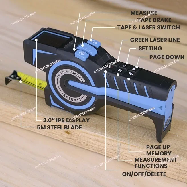 DTX10 digital laser Tape Rangefinder 3-in-1 measuring 2.0-inch IPS display