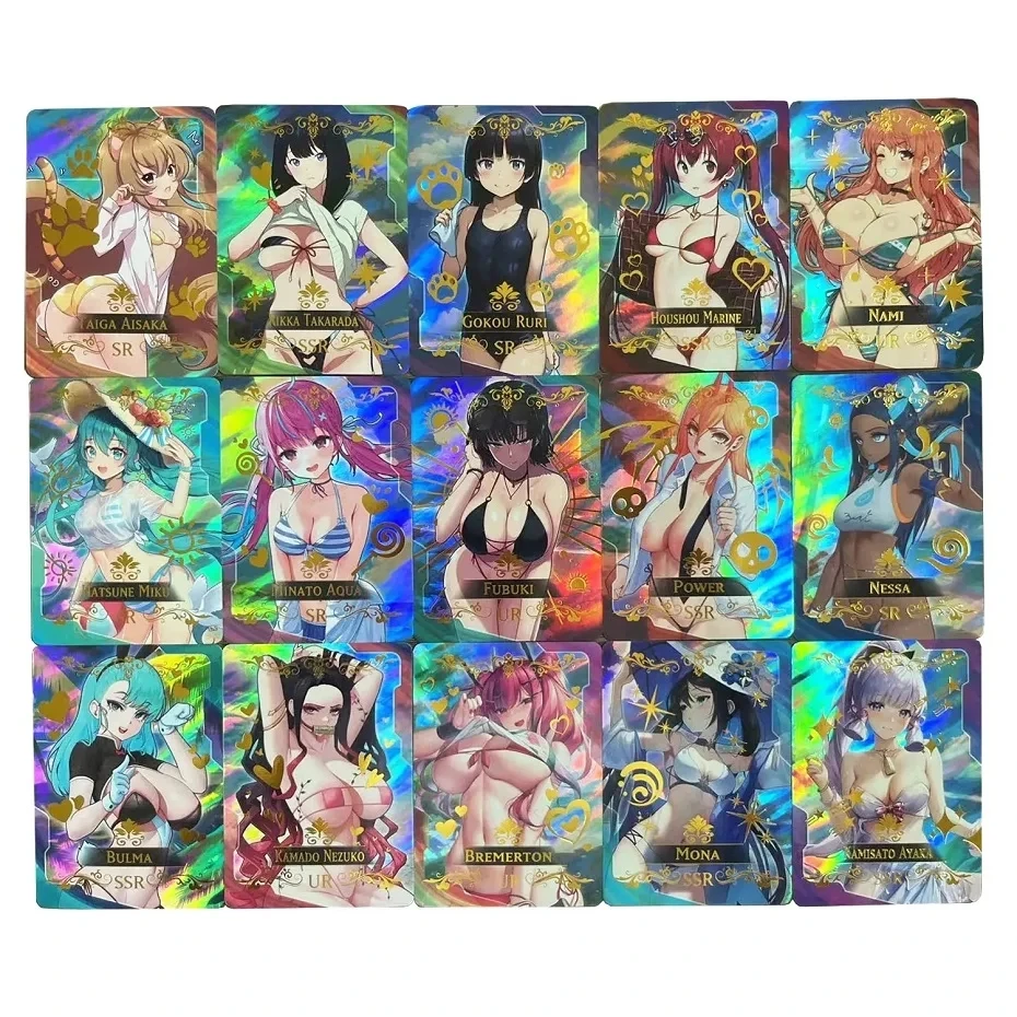 55Pcs Card Goddess Story Part Holographic All Shiny Anime Sexy Swimwear Girl Collection Card Ayaka genshin Girl