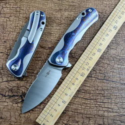 TWO SUN Collective Folding Knife M390 Blade Ball Bearing Washer Titanium Timascus Handle Pocket Knives TS511TM