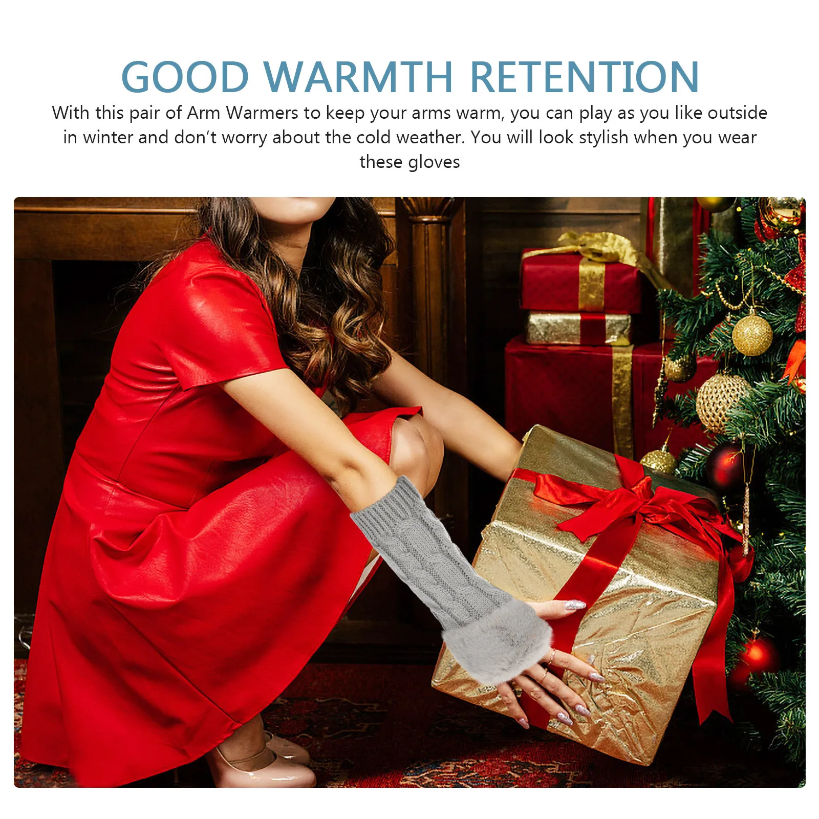 

1 Pair Arm Sleeves Winter Half-Finger Gloves Lightweight Warmth Retention Breathable Moisture-Absorption Comfortable Durable