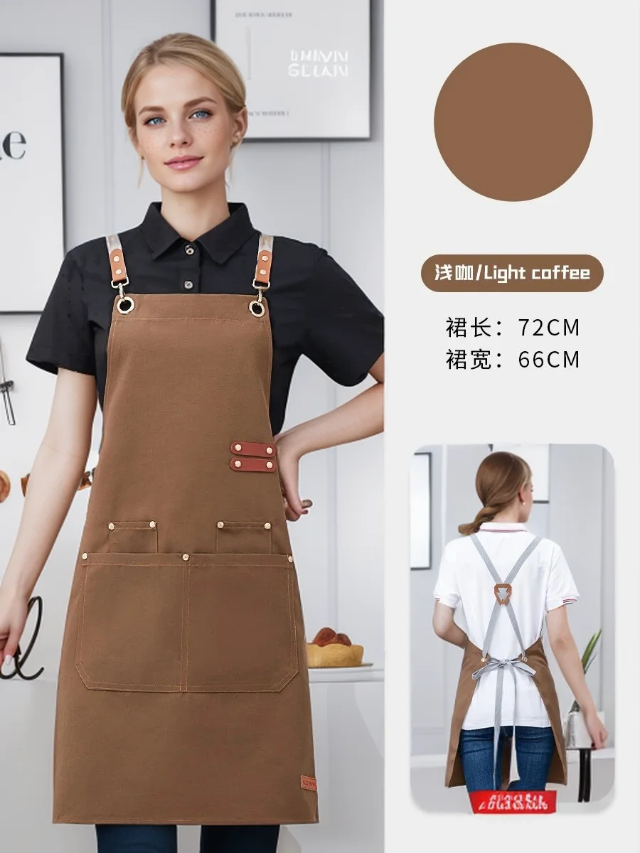 Wasserdichte Küchenschürze, professionelle Küchenschürze, Restaurant, Geschäft, Kellner, Arbeitsuniform, Damen/Herren, mit Taschen, Reinigungsschürze – Detail 7
