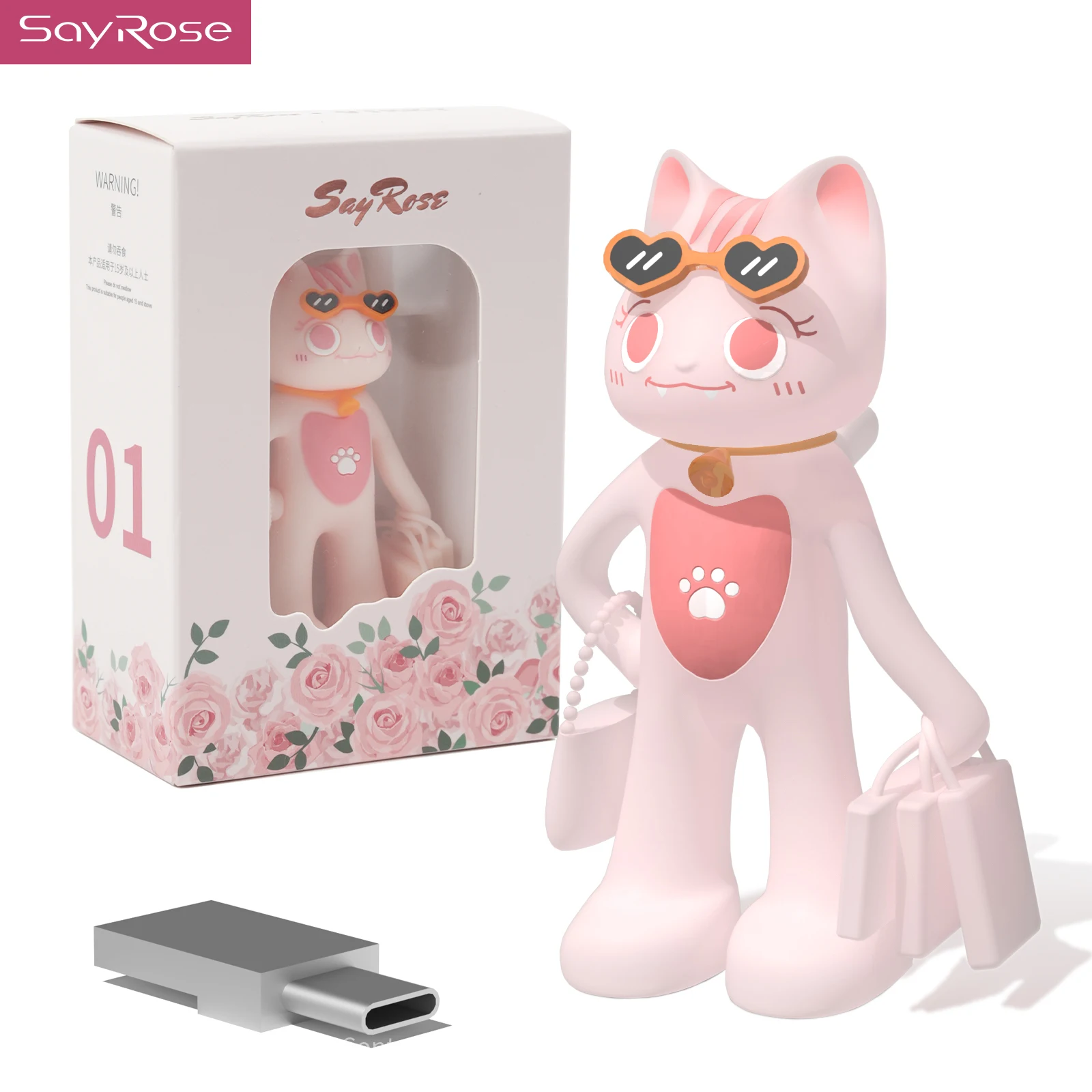 SayRose VP1 Pink Cute Cartoon VIKKY Type‑C Flash Drive 128GB 256GB High Speed U Disk Mini Portable Phone Memory Stick For iPhone Laptop Car Desktop Decor Gift