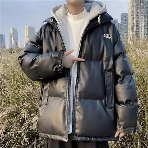 Traje de algodón de dos piezas para hombre, Chaqueta de algodón con capucha, versión coreana