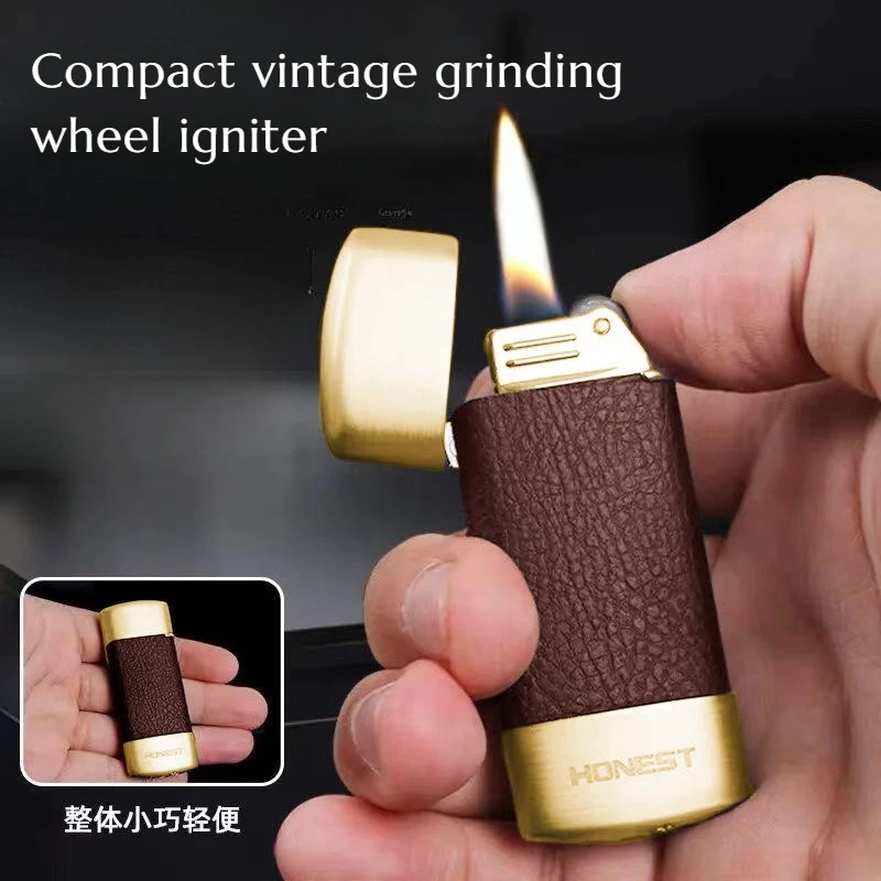 

High-end Business Windproof Lighter with Leather Finish Lightweight and Portable Cigarette Accessory Gift