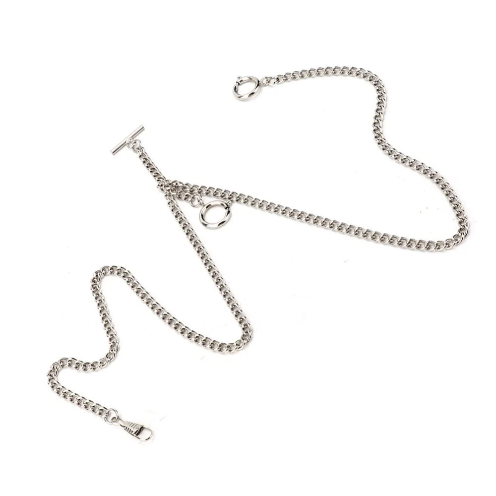 

Classic Silver Pocket Watch Chain 44cm T-Bar Clasps Metal Pocket Watch Chain Vintage Pocket Watch Chain Vest/Suit