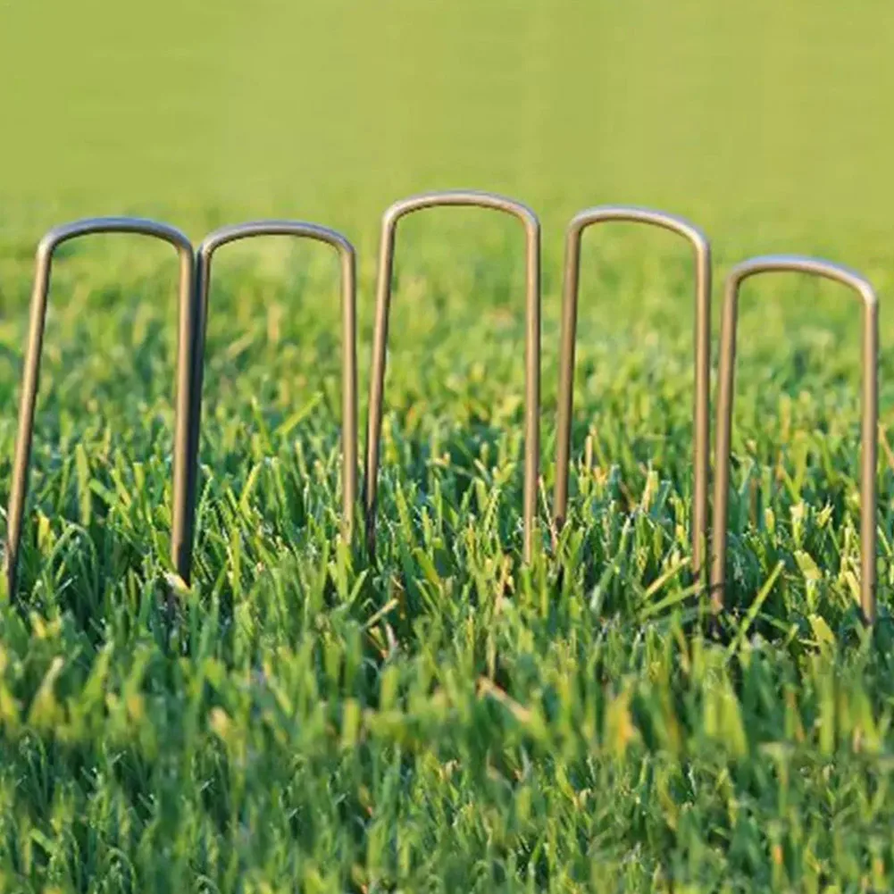 

Sturdy Stainless Steel U Shaped Nail Pins, 10Pcs Garden Staples for Securing Erosion Control Fabrics and Sunshade Net