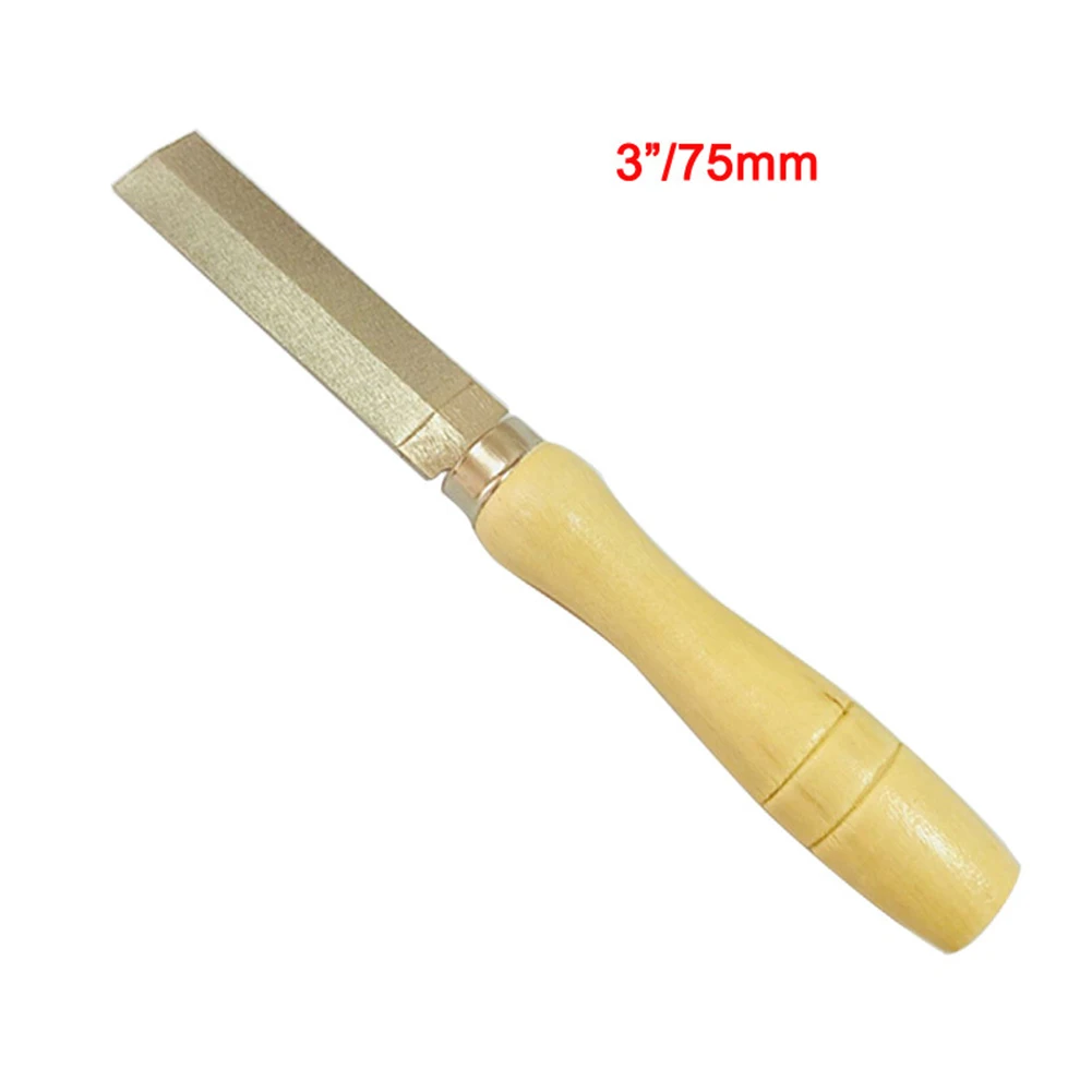 1 Pc 3Inch Diamond File Wooden Handle 75mm 300 Grit Carbon Steel Blade For Woodworking Carving Deburring Trimming Grinding Tool