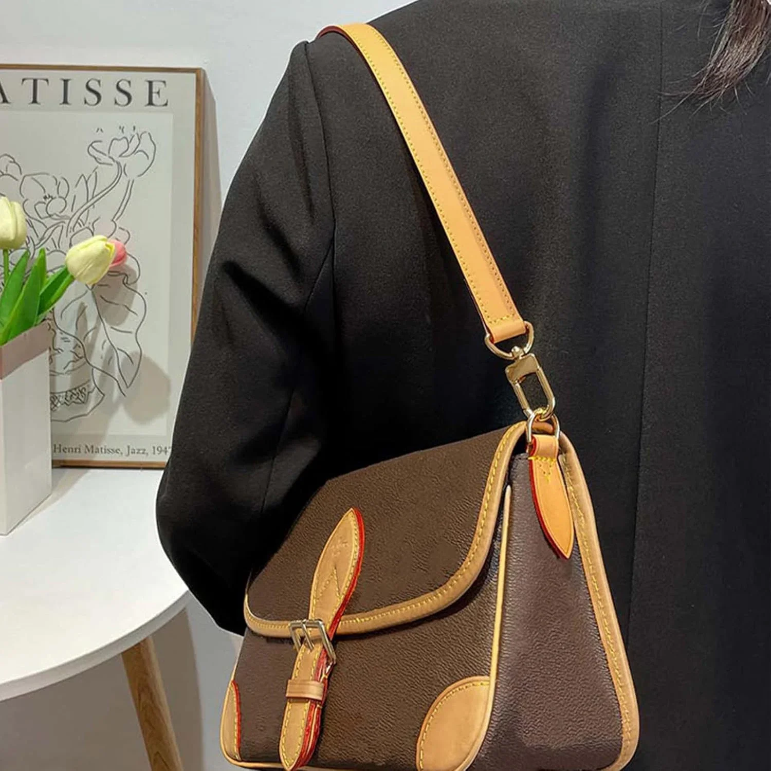 استبدال حزام حقيبة جلدية لحقيبة LV Diane تحت الإبط، أحزمة كتف قابلة للتعديل، ملحقات حقيبة ذاتية الصنع #2