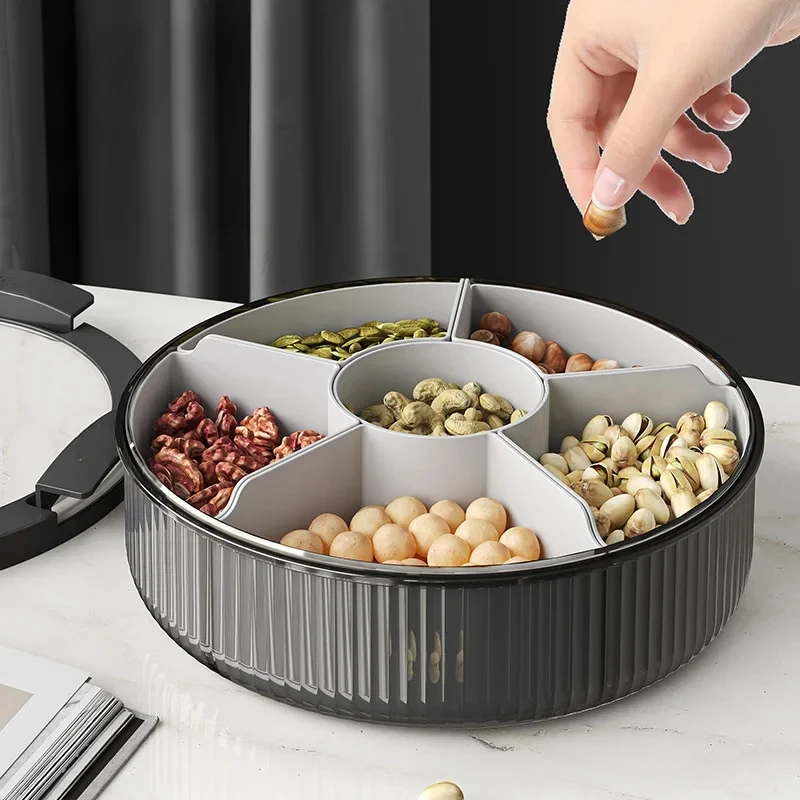 

Household Snacks Dried Fruit Tray Compartment Organizer New Fruit Tray Household Sealed Candy Box Snack Box with Lid