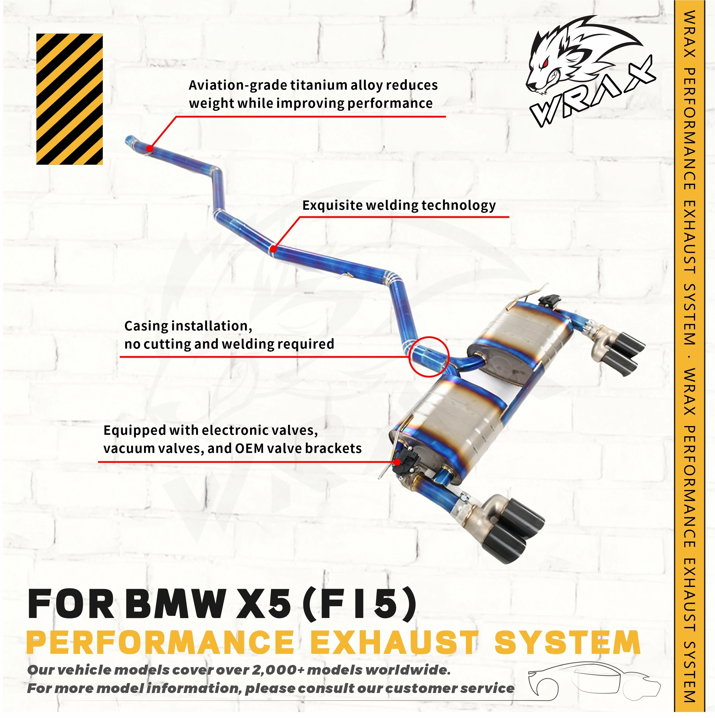 

Car accessories Direct Performance Upgrade Adjustable Valve WRAX Titanium Catback Exhaust forBMW X5 F15, F85 08.2013-07.2018